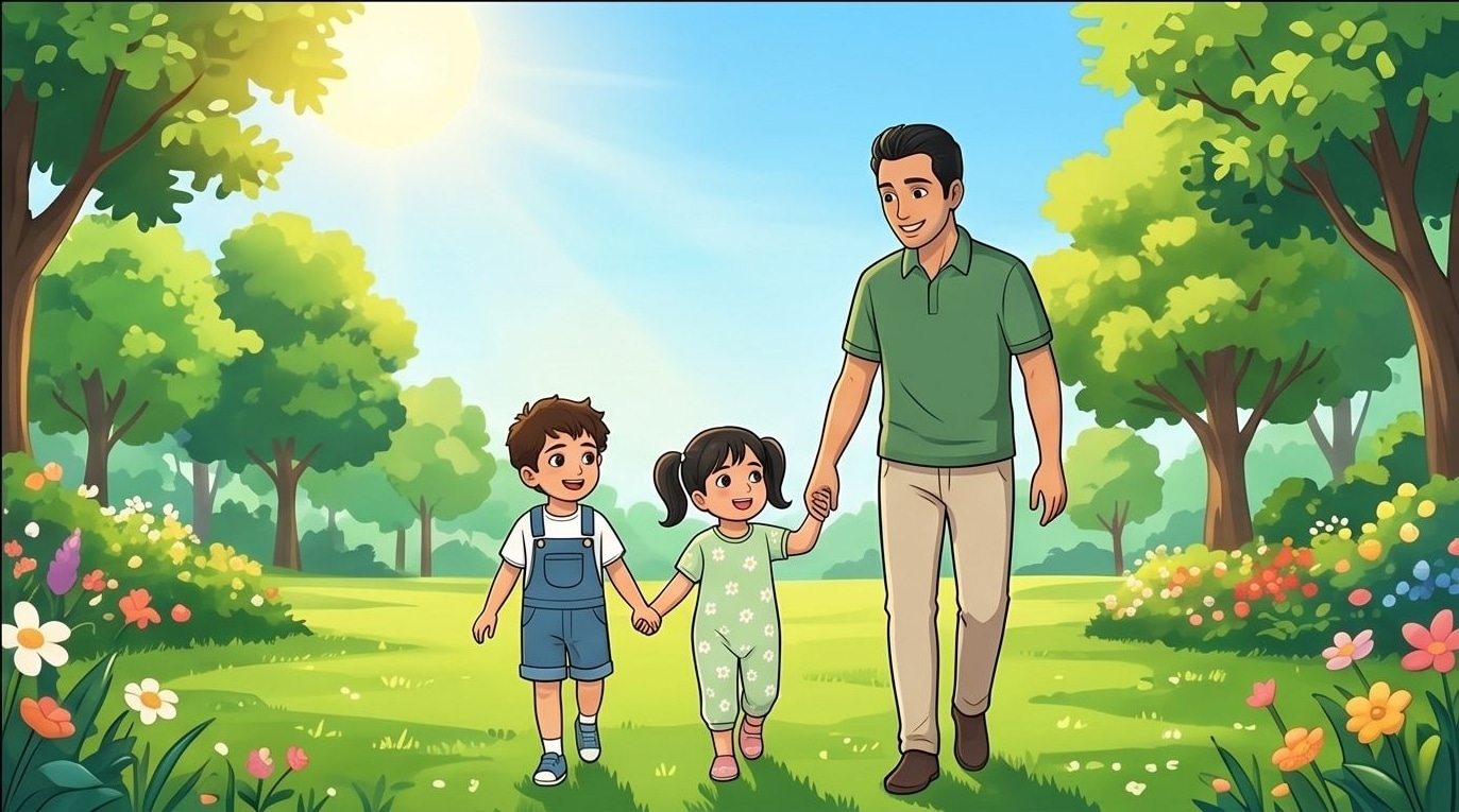 A family together in a warm, personalized story moment