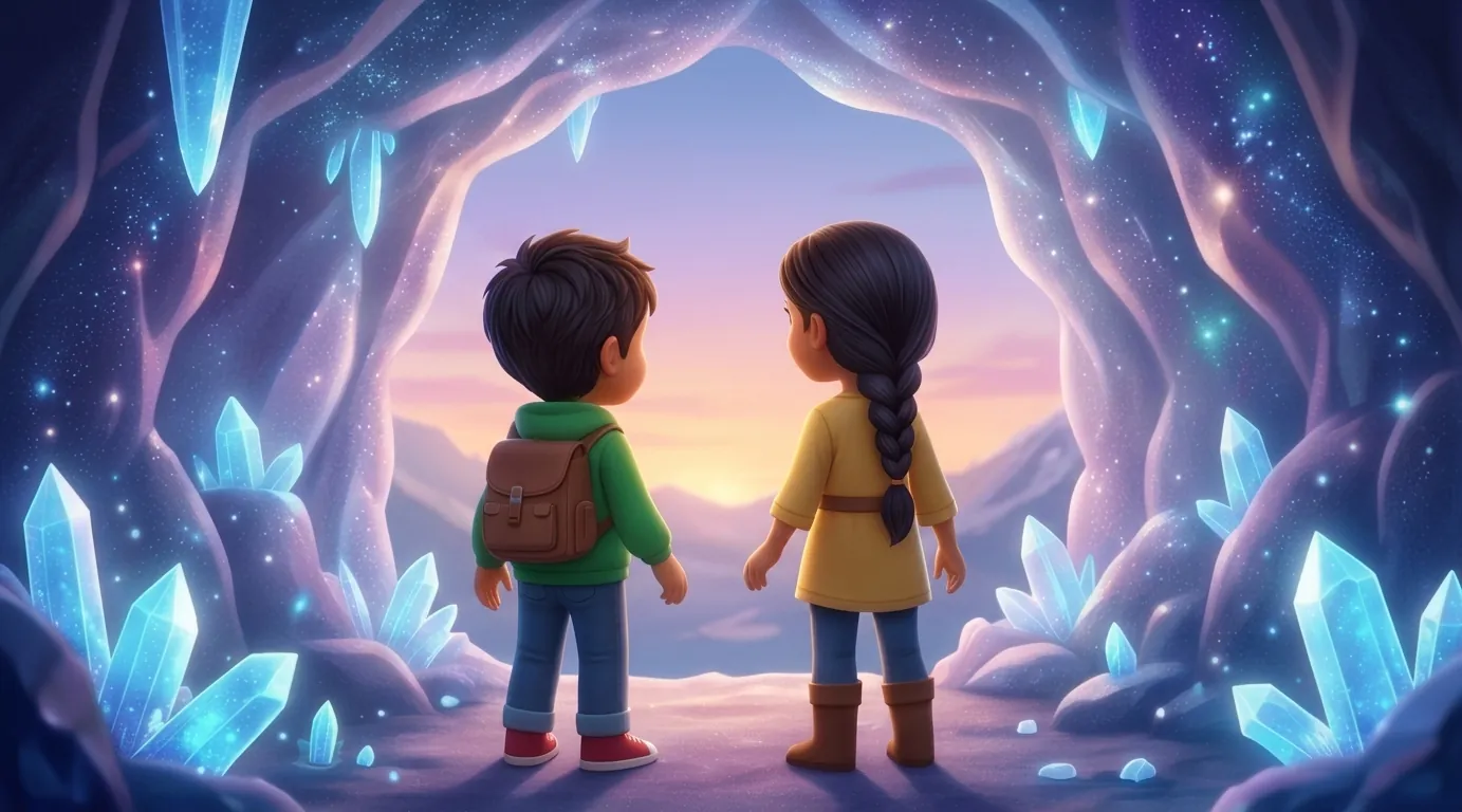 Children stepping into a magical personalized story world